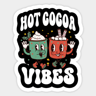 Hot Cocoa Vibes, Retro Winter Hot Chocolate Sticker